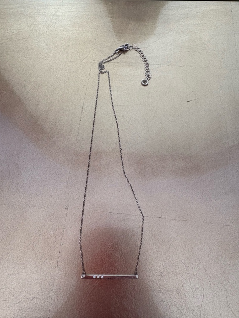 Minimalist Silpada Silver Bar Necklace with Crystal Accent